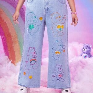Blue Jeans with Care Bears and Rainbow Embroidery